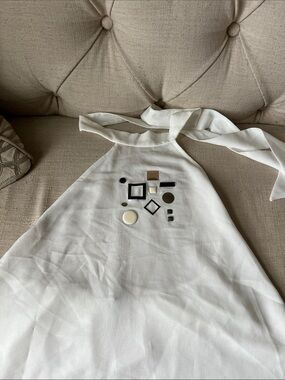 Zara White Halter Top with Geometric Embellishments